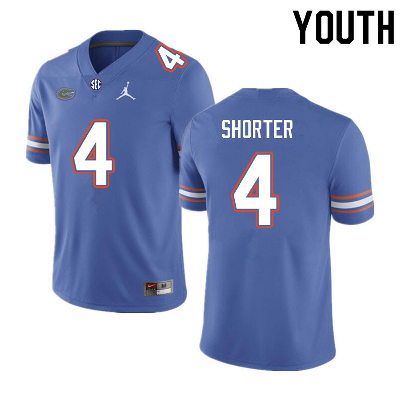 Youth #4 Justin Shorter Florida Gators College Football Jerseys Sale-Royal - Click Image to Close